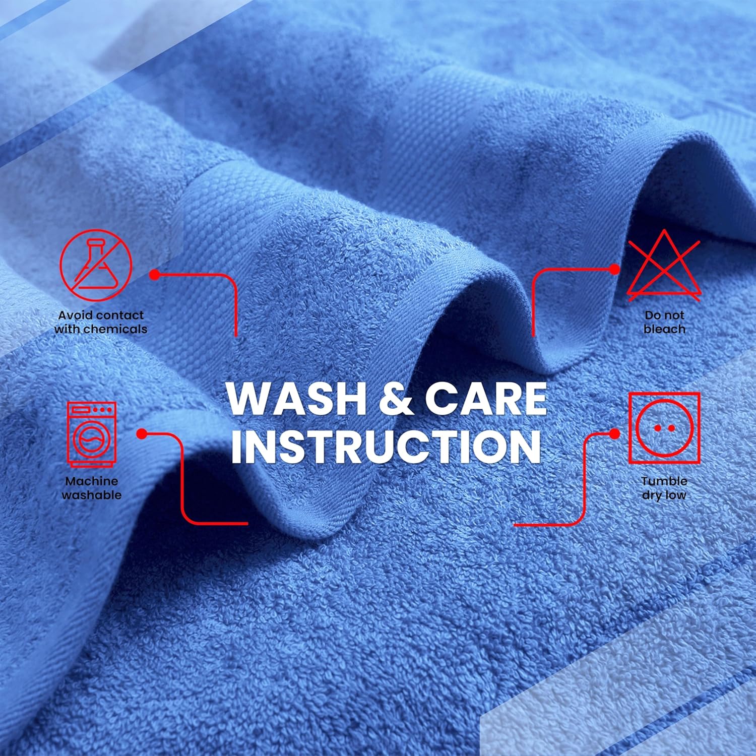 Infinitee Xclusives Luxury 100% Ring-Spun Cotton Bath Towels Set of 4 (27x54 inches) – Soft, Absorbent & Quick-Drying Towels for Bathroom, Gym, Spa & Hotel Use (Eloquent Blue, Bath Towels) - Image 7