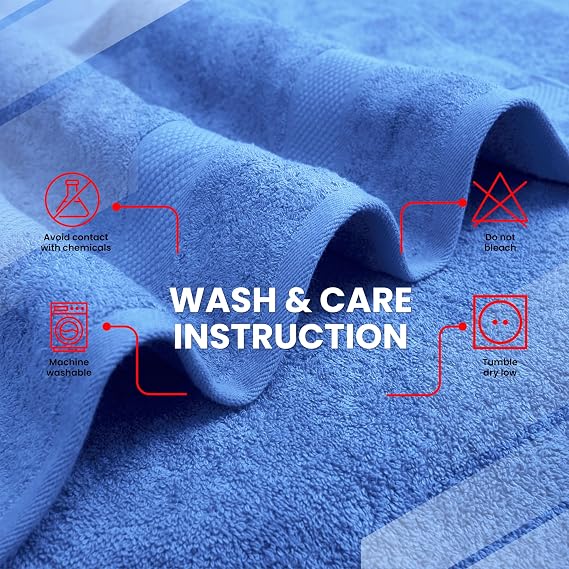 Infinitee Xclusives Premium Bath Towel Set 8-Piece (2 Bath Towels, 2 Hand Towels, 4 Washcloths), Super Absorbent Soft 100% Ring-Spun Cotton for Spa, Gym, Hotel & Bathroom |Eloquent Blue| | (2 Bath Towels, 2 Hand Towels, 4 Washcloths) – Soft & Absorbent Towels for Bathroom - Gym, Shower, Spa & Hotel Use