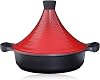 Tagine Pot Moroccan for Cooking | Induction | Self Basting Lid 28cm / 4.1Litre | Large | Greblon Non Stick Chemical Free | Traditional Tender Slow Cook Tajin Casserole Pan (BURGUNDY)
