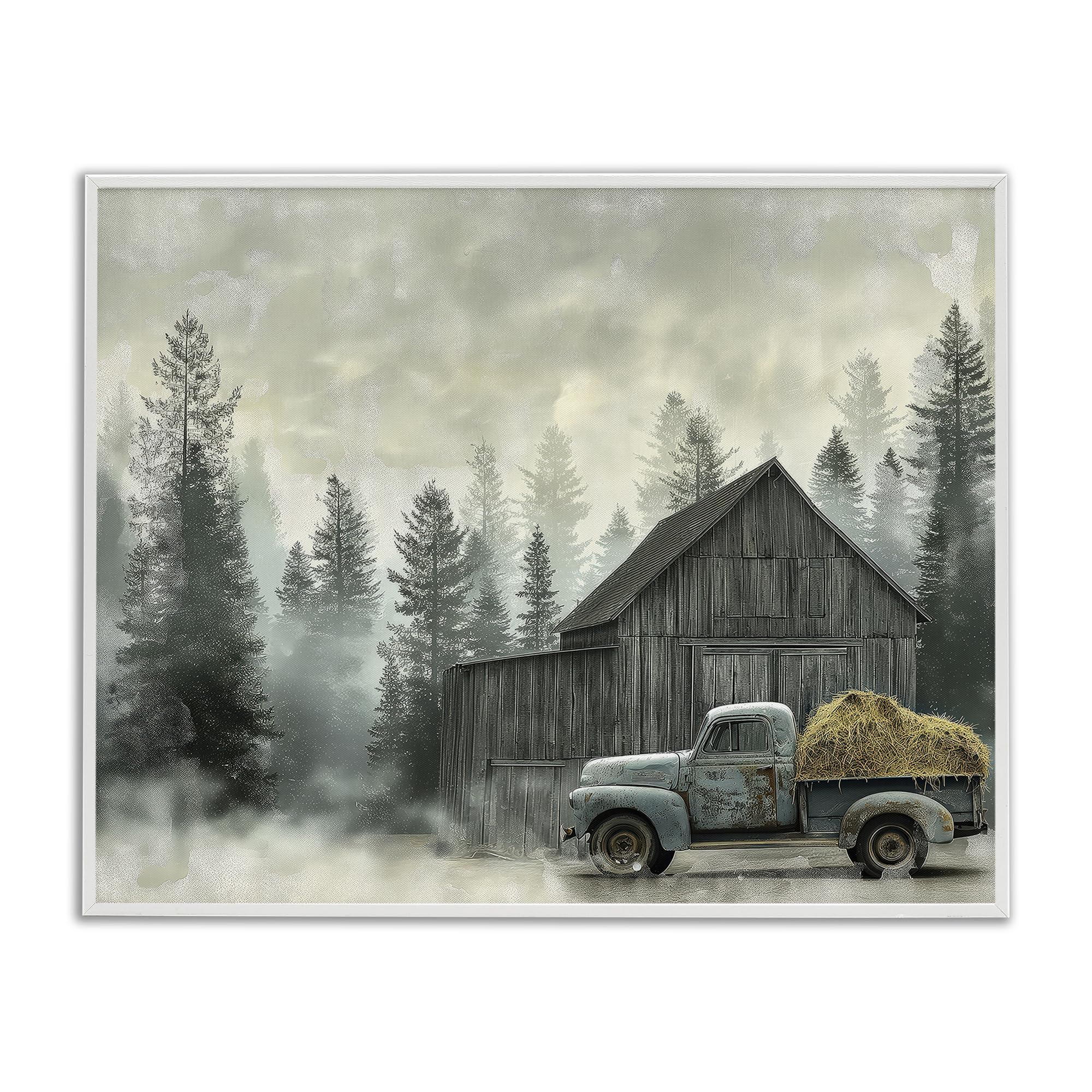 'Vintage Pickup at Misty Barn'| Framed Giclee Art