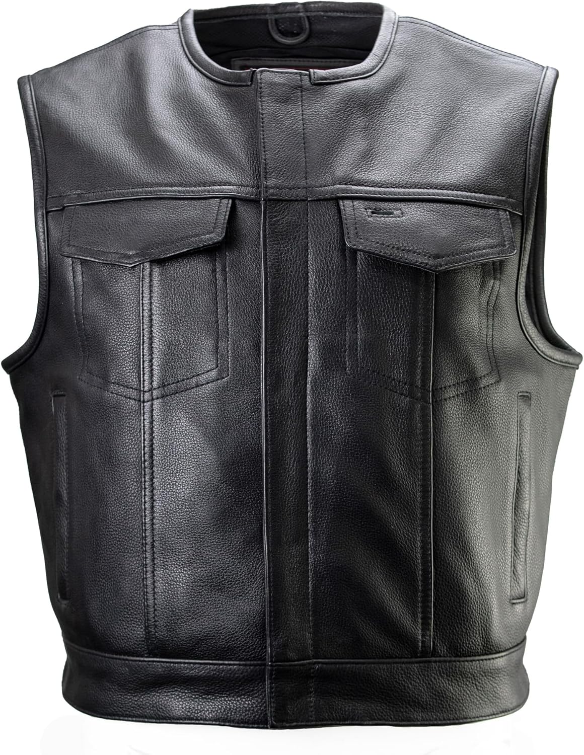 MILWAUKEE MOTORCYCLE CLOTHING CO. Men's Low-Key Premium Black Leather Club Style Biker Vest MMC30000 - Image 8