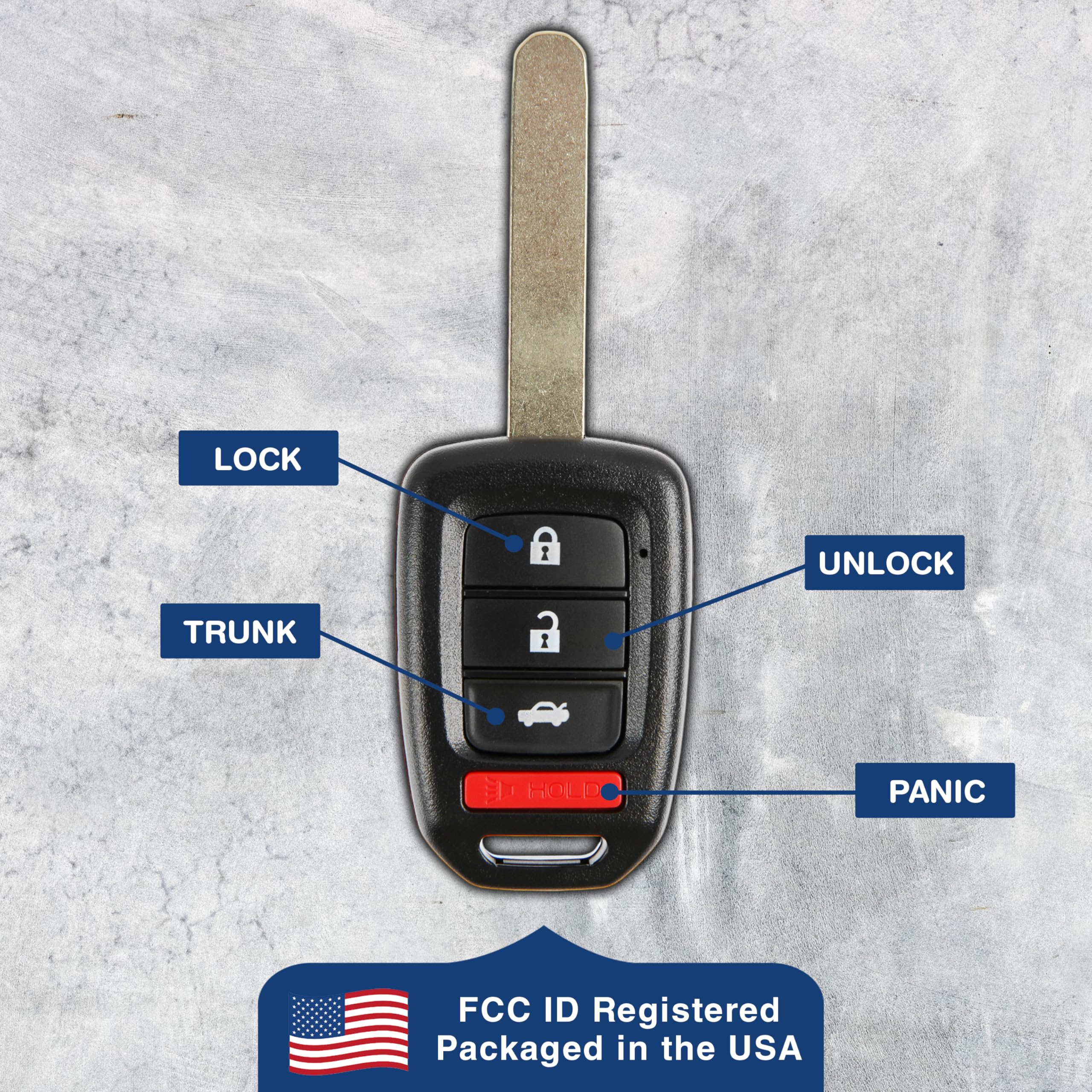 KeylessOption Telecomando di ricambio per telecomando senza chiave per Honda Accord Civic 2016 2017 2018 2019 2020, 4 pulsanti MLBHLIK6-1TA (confezione da 2)