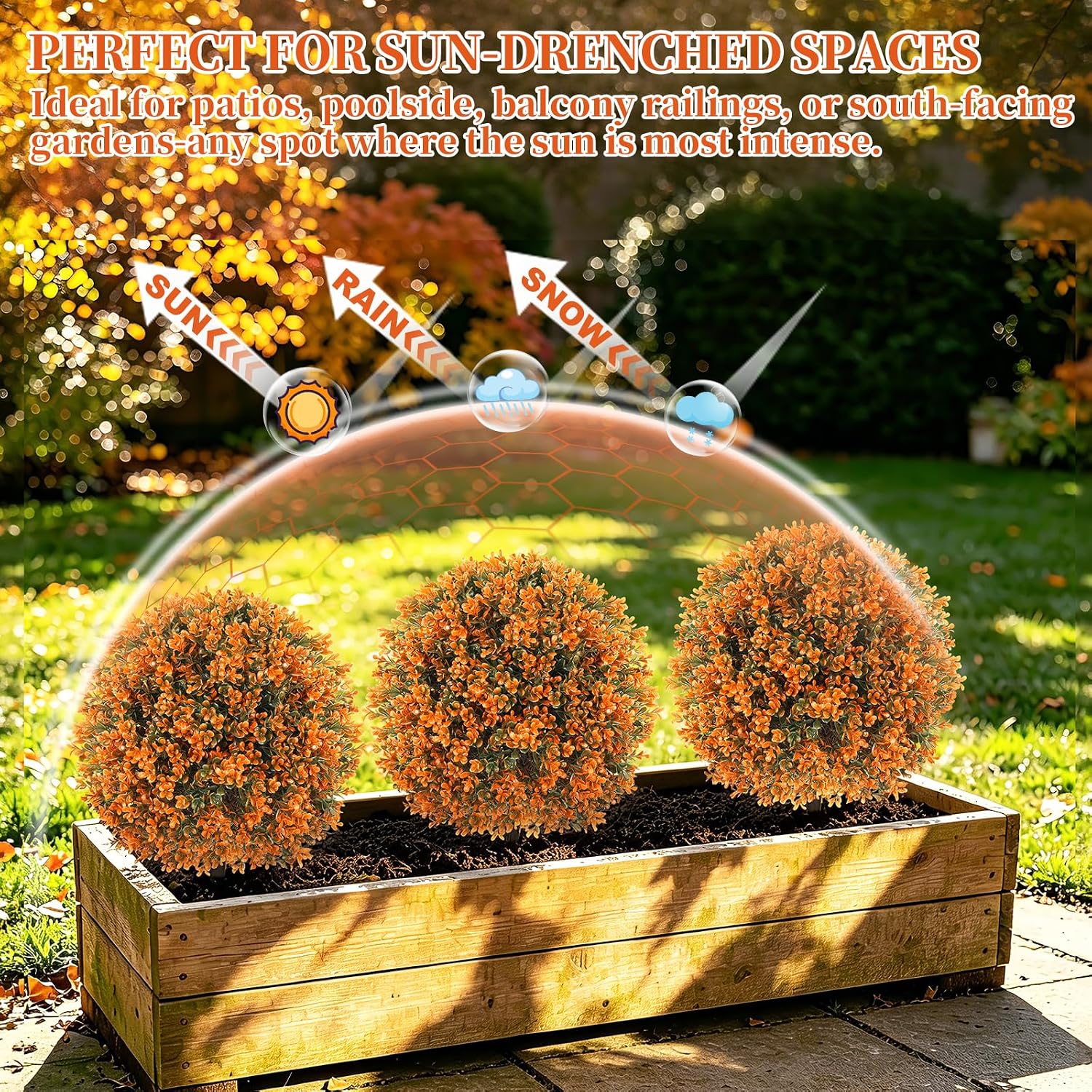 Grooy Artificial Boxwood Topiary Ball Trees with Ground Spike, Fall UV-Resistant Fake Shrubs Plants Trees for Outdoors Decor, 2 Pack Artificial Bushes for Home Front Door Offices