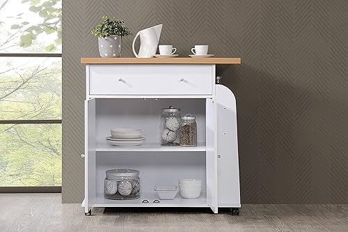 Miniatura 6 de Hodedah Isla de cocina portable conEspeciero, Madera, Blanco