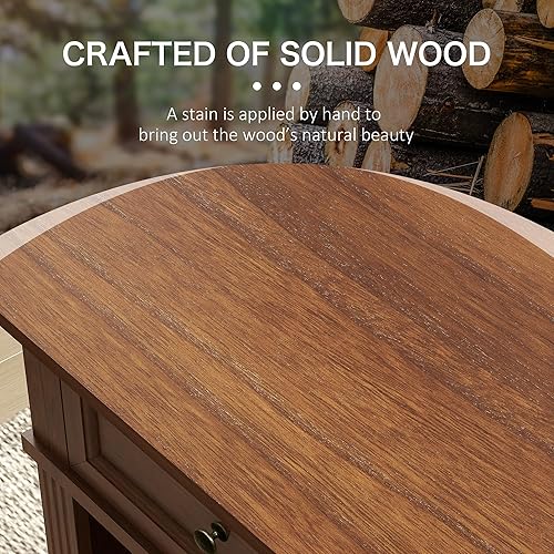 Miniatura 4 de Mesita de noche Mason, mesa auxiliar de madera maciza con cajón, mesa auxiliar clásica atemporal para dormitorio, sala de estar u oficina en casa