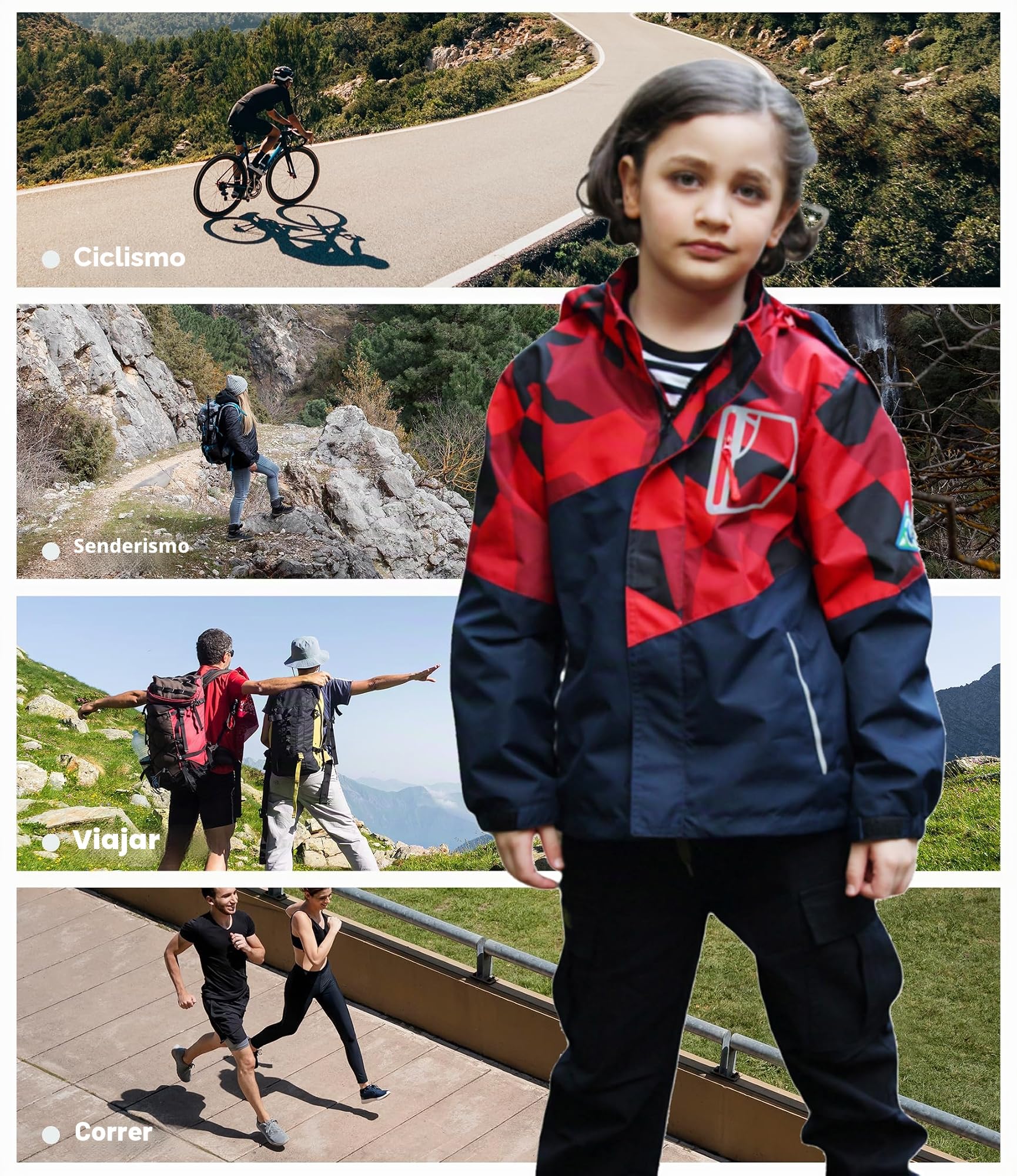Chaqueta Impermeable Camuflaje Cortaviento con Forro para Niño