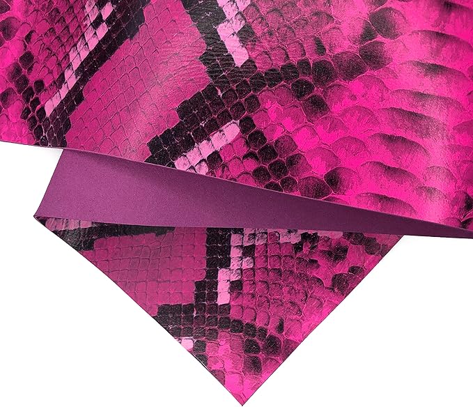 Amazon.com: Neon Pink Snake Leather Sheets: Real Lambskin Leather with ...