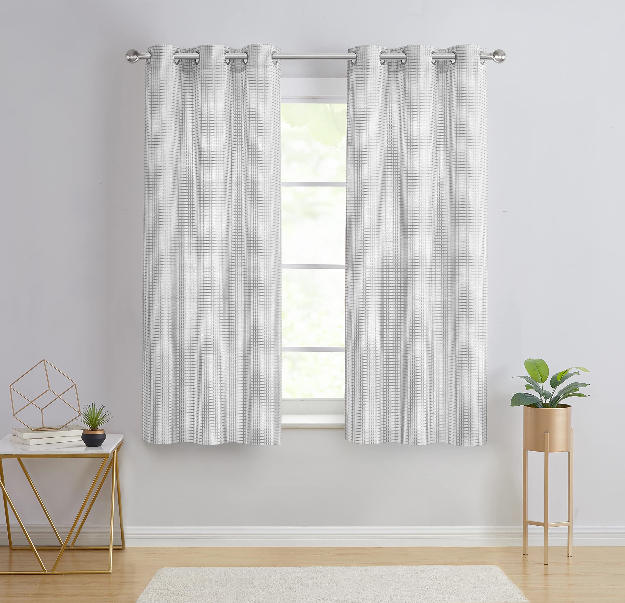 VCNY Home - Light-Filtering Curtains, Window Treatments with Grommet Top, Textured Home Decor (Hannah Grey, 38" x 63")