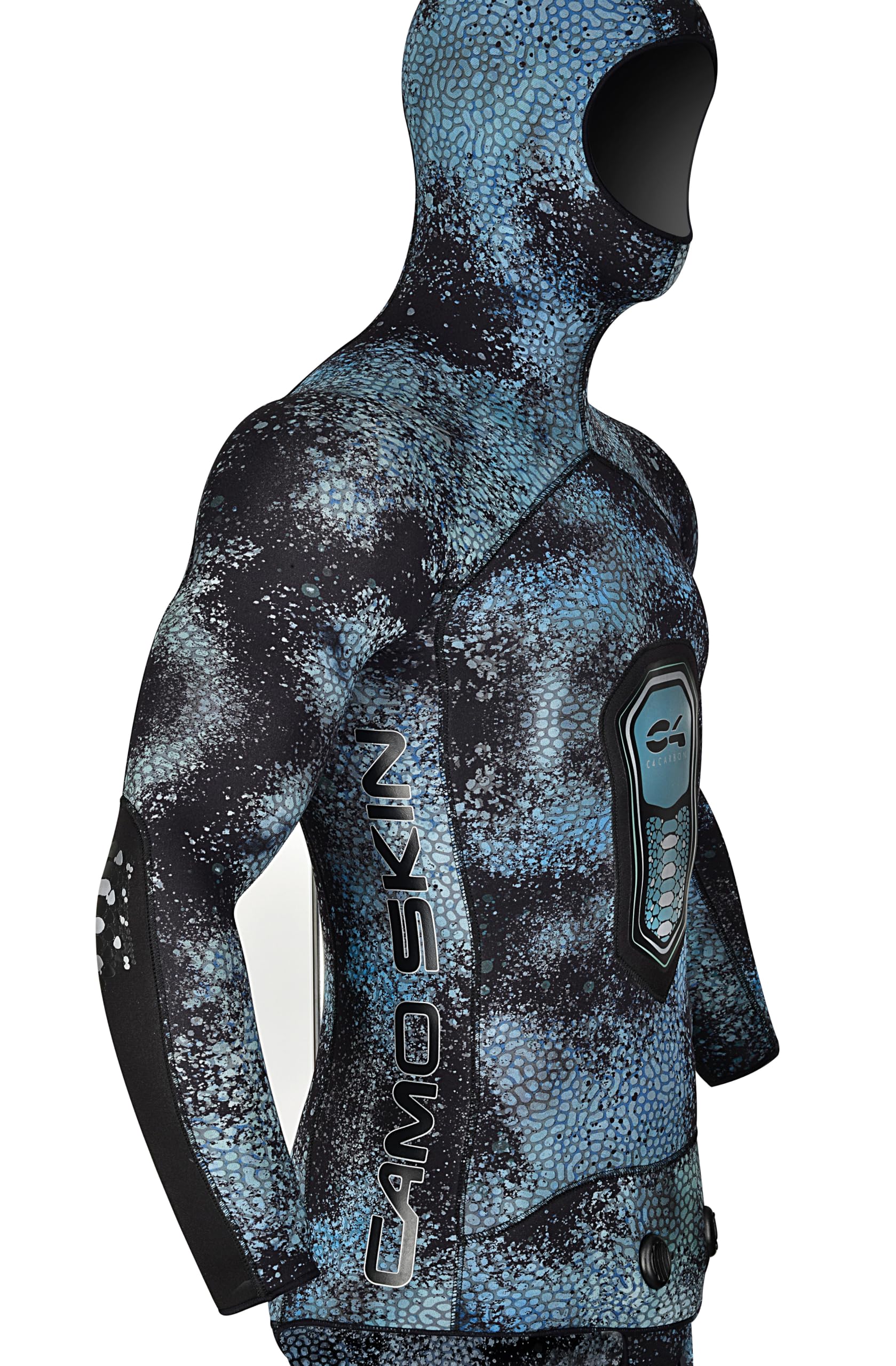 C4 Muta CAMO SKIN OCEAN - Muta Subacquea Due Pezzi per Pesca Subacquea - Neoprene certificato senza Ftalati e Latex - Giacca e Pantaloni venduti separatamente