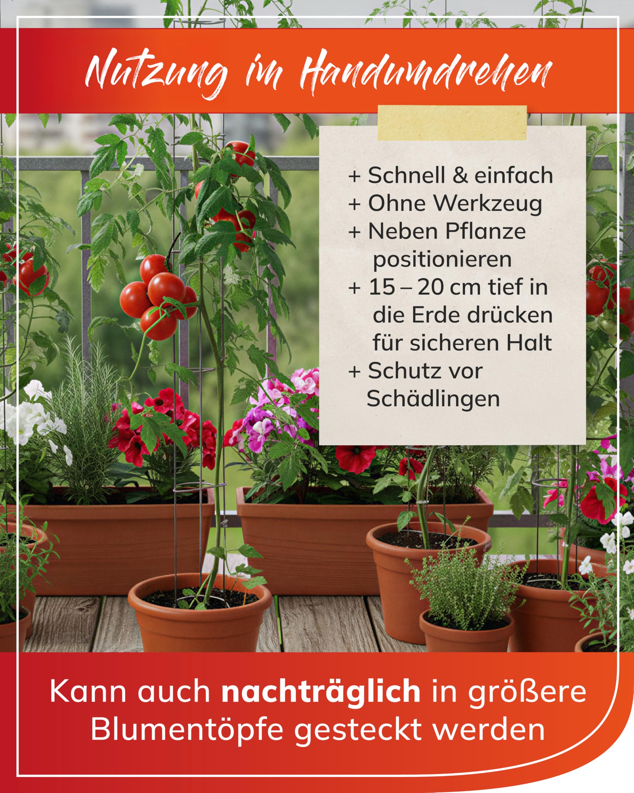 bellissa Tomatenturm Rankhilfe Tomaten Höhe 5 Stück Metall 160 cm