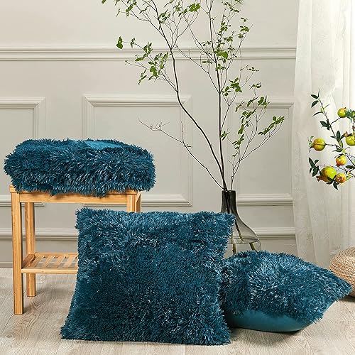 Miniatura 3 de BYTIDE Juego de 3 piezas de mantas de felpa de piel sintética lanuda de 60 x 80 pulgadas con dos fundas de almohada de 20 x 20 pulgadas sin rellenos