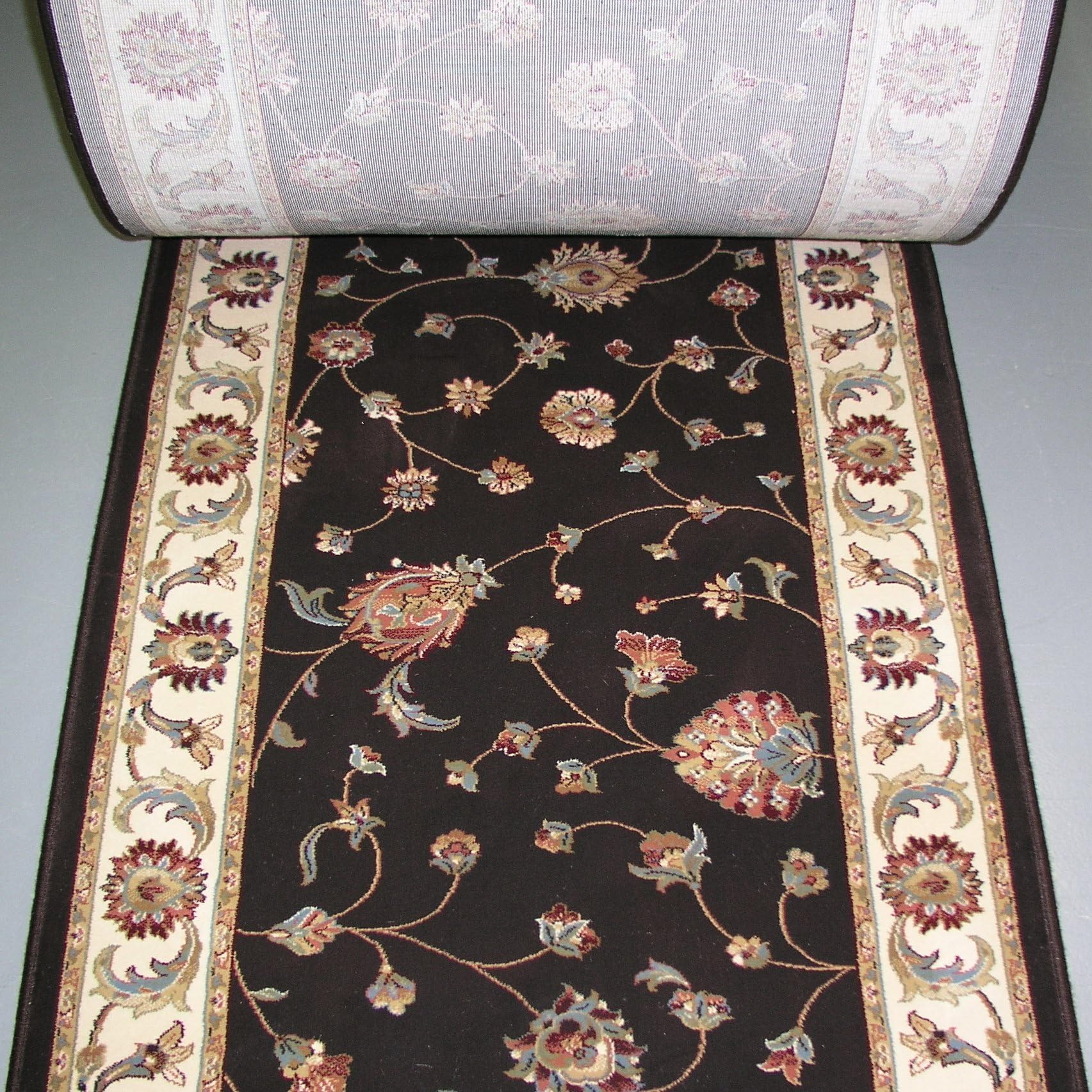 114417 Dynamic Radiance 43003-3464 Chocolate Traditional Hall and Stair Runner - 31" Wide Hallway Rug Runner - Brown Background - Carpet Runner Sold by The Foot