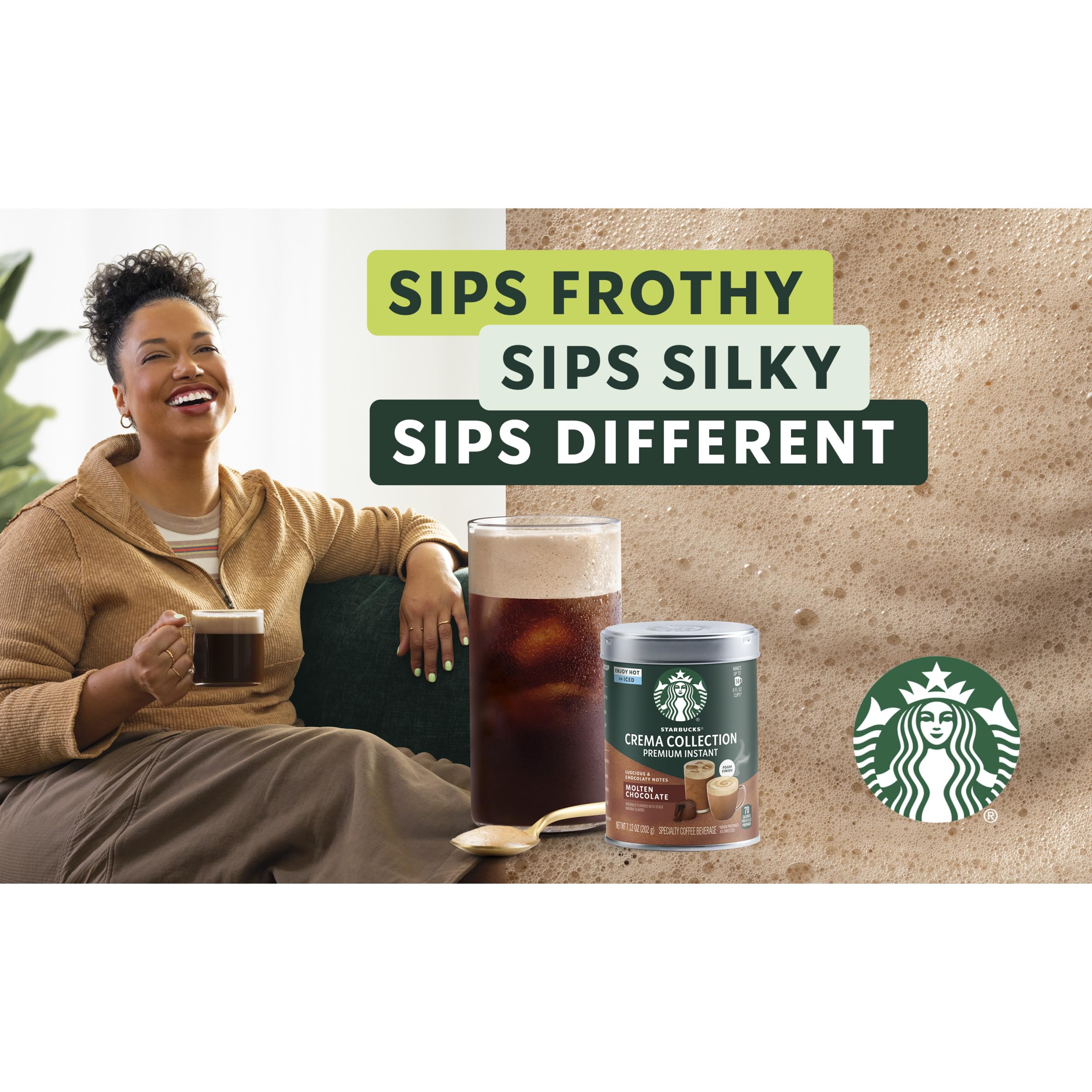 Starbucks Crema Collection Premium Instant Molten Chocolate Flavored Instant Coffee, 100% Arabica Beans, 3 Tins (7.12 Oz Each) 1.34 lb.