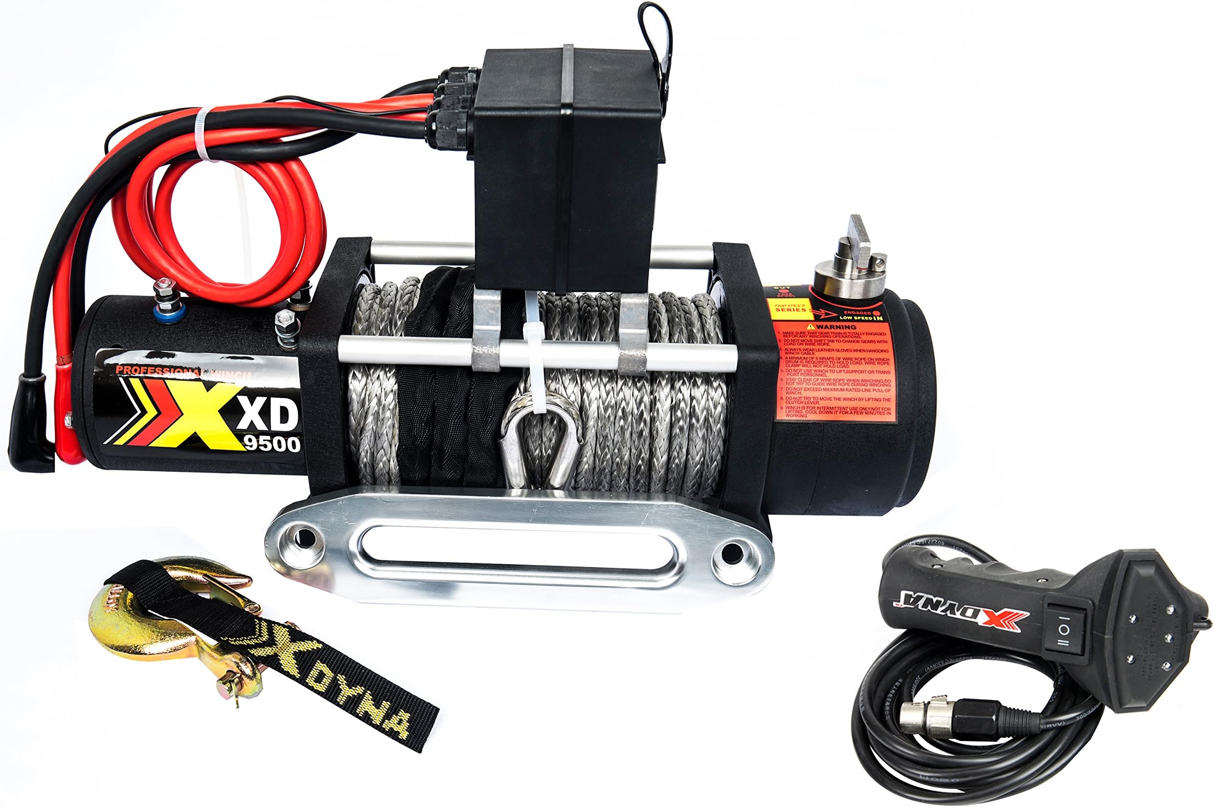 9500LBS 12V Waterproof Electric Winch Remote Handle Showing Load,Synthetic Rope Used to SUV Boat Truck