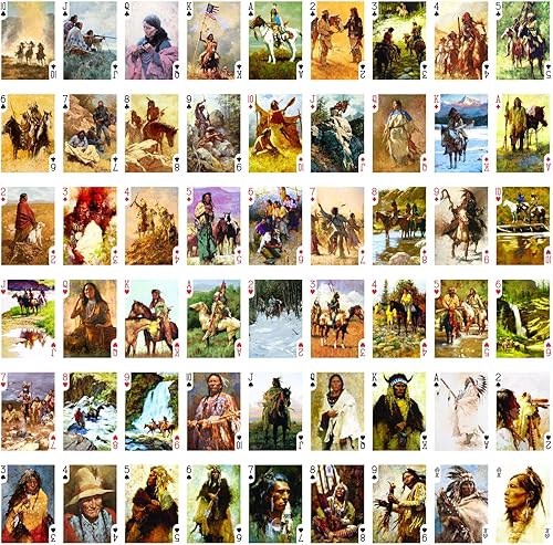 Miniatura 2 de Naipes de los indios (baraja de póquer 54 cartas todas diferentes) Vintage Retro Indios Wild West Native American