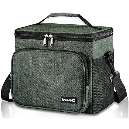 Insulated Lunch Bag Reusable Large Lunch Box for Men/Women, Leakproof Cooler Tote Portable Lunch Bag with Adjustable Shoulder Strap (Retro Green)