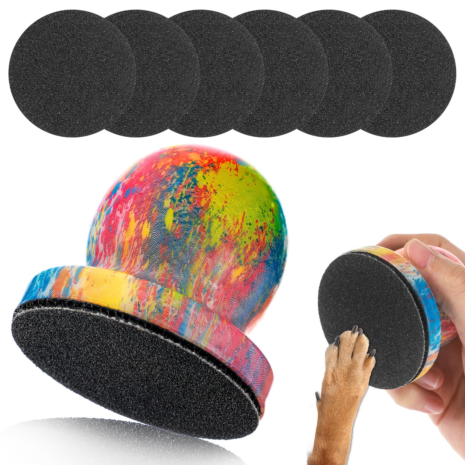 Dog Nail File with 6Pcs Replaceable Filing Disc, Dog Scratch Board for Safe and Easy Nail Care, Dog Nail Scratch Board Ensures Smooth and Healthy Nails for Dogs and Cats (Colorful)
