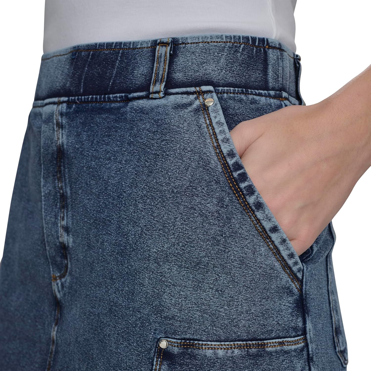 Andrew Marc Women's Woven Faux Denim Pull on Skirt - Image 5