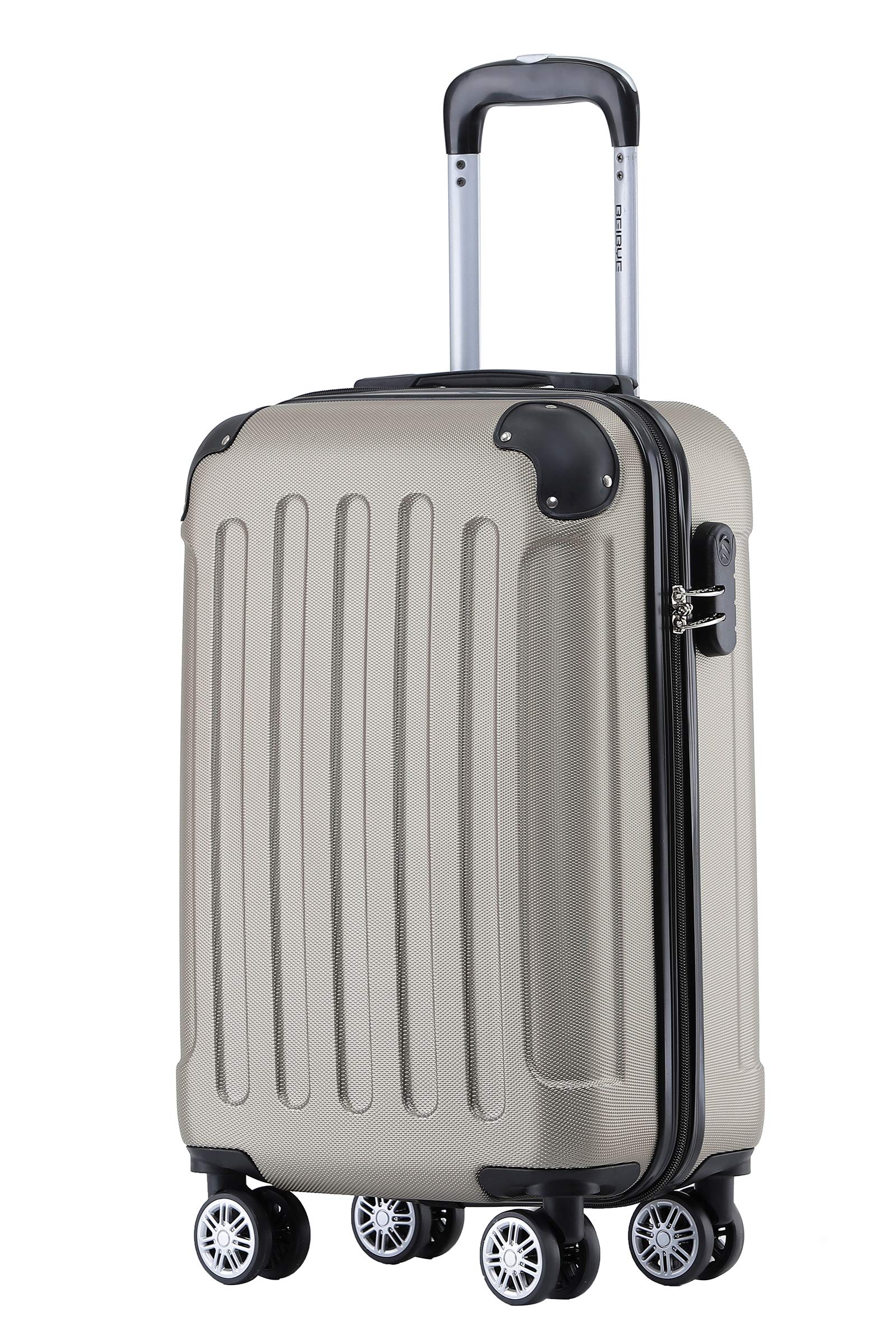 BEIBYE Hartschalen-Koffer Trolley Rollkoffer Reisekoffer Sicherheit Zahlenschloß Zwillingsrolle ABS Material Handgepäck 4 Rollen (M-L-XL-Set)