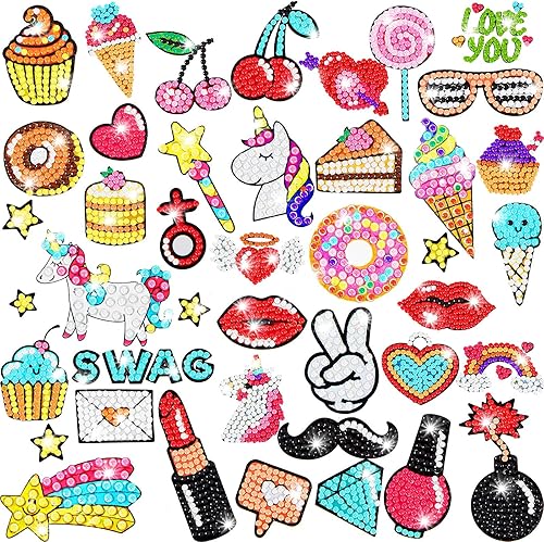 Miniatura 1 de Juego de 50 piezas de pintura de diamantes para niños, calcomanías de pintura de diamantes, calcomanías de arte de diamantes para niños con