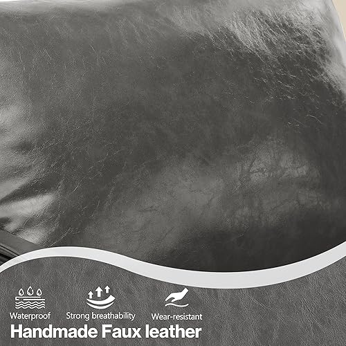 Miniatura 54 de Art Leon Juego de 2 sillas de acento de piel sintética moderna de mediados de siglo, silla de salón con patas de metal negro, color negro