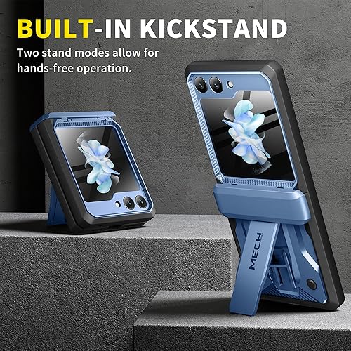 Miniatura 5 de TONGATE Funda diseñada para Z Flip 5 con protector de pantalla, protección de bisagra y clip para cinturón, funda de teléfono de grado militar,