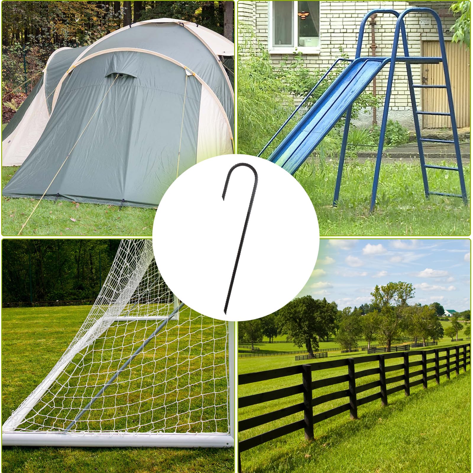 YOUNTHYE 20 picchetti per tenda resistenti, a forma di J, 30 cm / 11.8 in, picchetti in metallo, picchetti in acciaio, picchetti di ancoraggio a terra per trampolino, tende da campeggio, paesaggistica