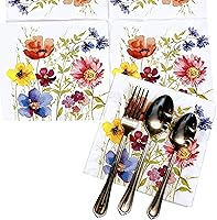 Vista 3 de Servilletas florales de prado de 13 x 13 pulgadas, servilletas de papel florales para el día de San Valentín, servilletas decorativas de jardín