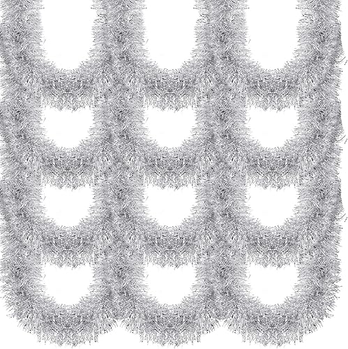 Riceshoot 300 ft 6 Rolls 50 Feet Christmas Tinsel Garland, Frost Tip Metallic Streamers Shiny Garlands for Decoration, Holiday Xmas Tree, Birthday,