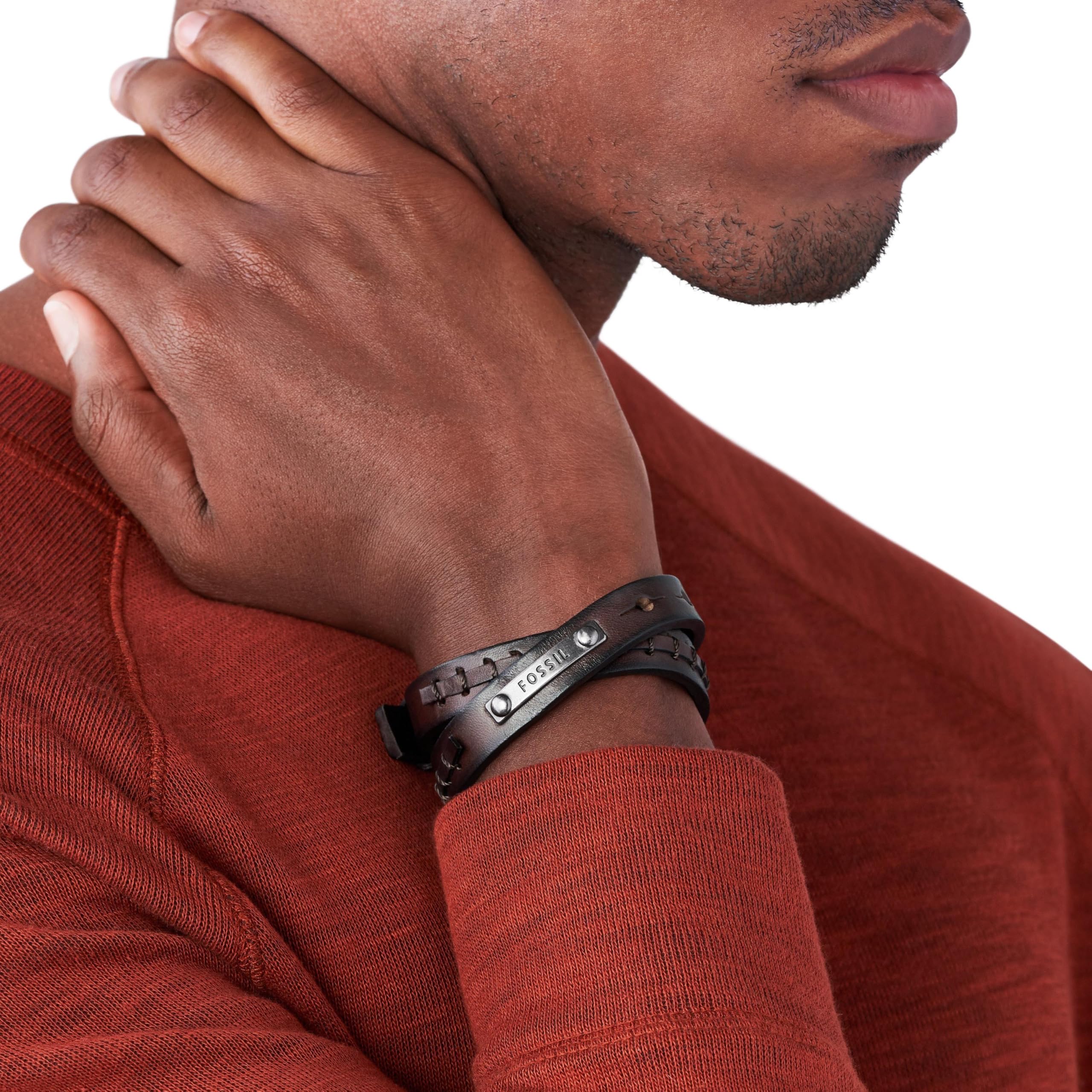 Fossil Vintage Casual Men's Leather or Stainless Steel with lobster, Buckle or Fold over closure bracelet