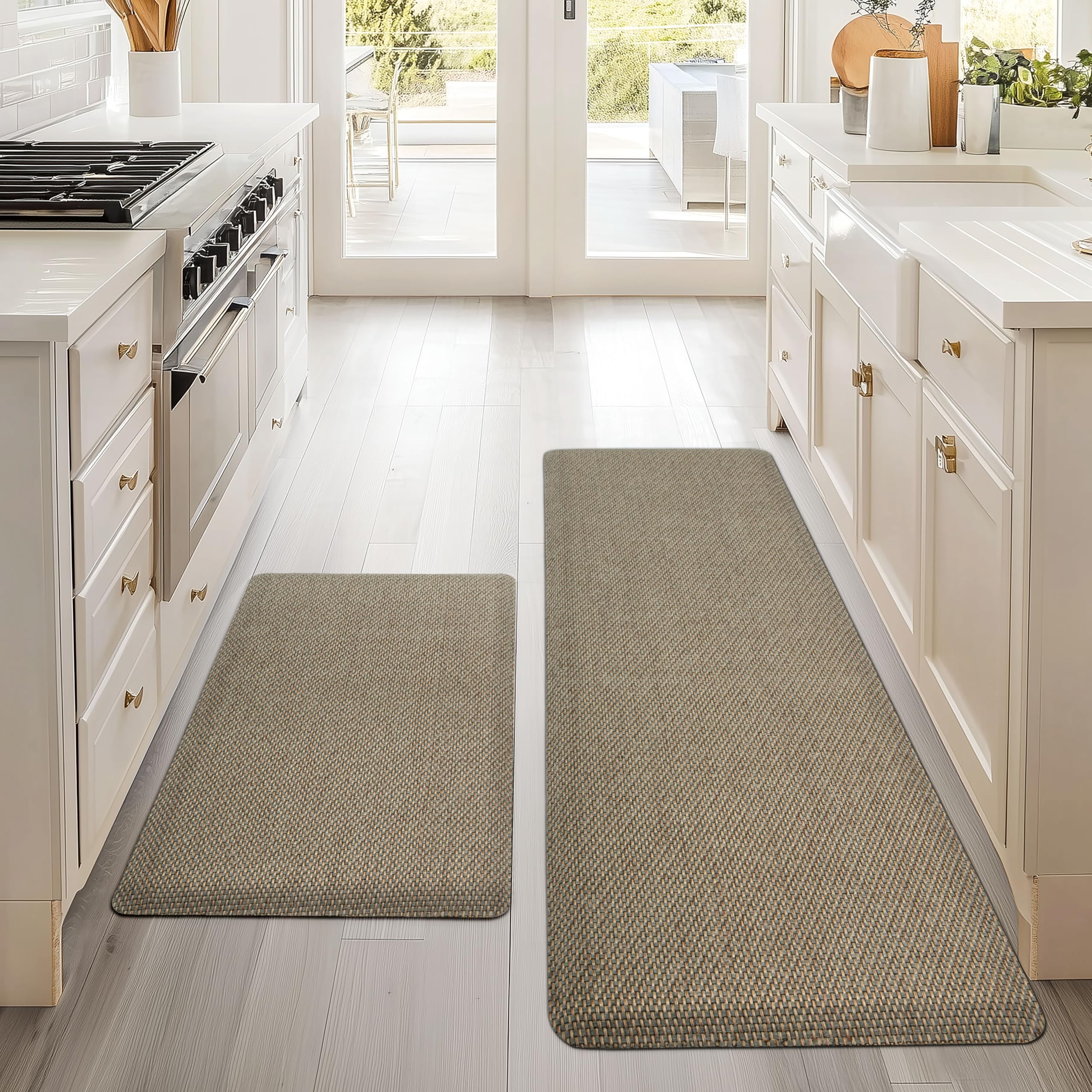 Tyrot Kitchen Mats 2PCS Cushioned Anti-Fatigue Kitchen Mats for Floor Non Slip Kitchen Rugs Absorbent Foam Comfort Standing Mat for Front of Sink,