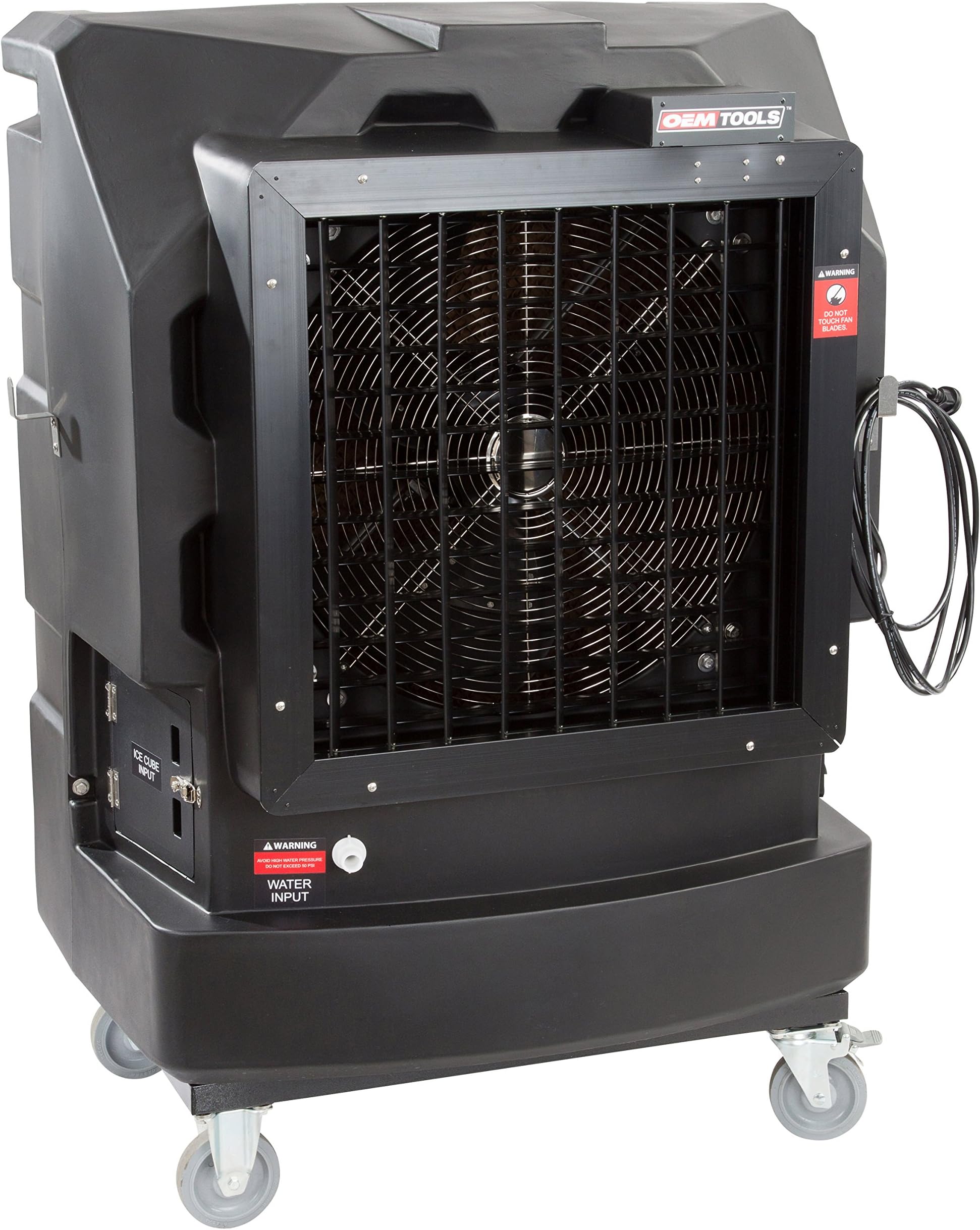 OEMTOOLS 23970 10,600 CFM Variable Speed Evaporative Cooler, Black, Cools 2500 Square Feet, Outdoor Air Conditioner, Swamp Cooler for Garage Cooling