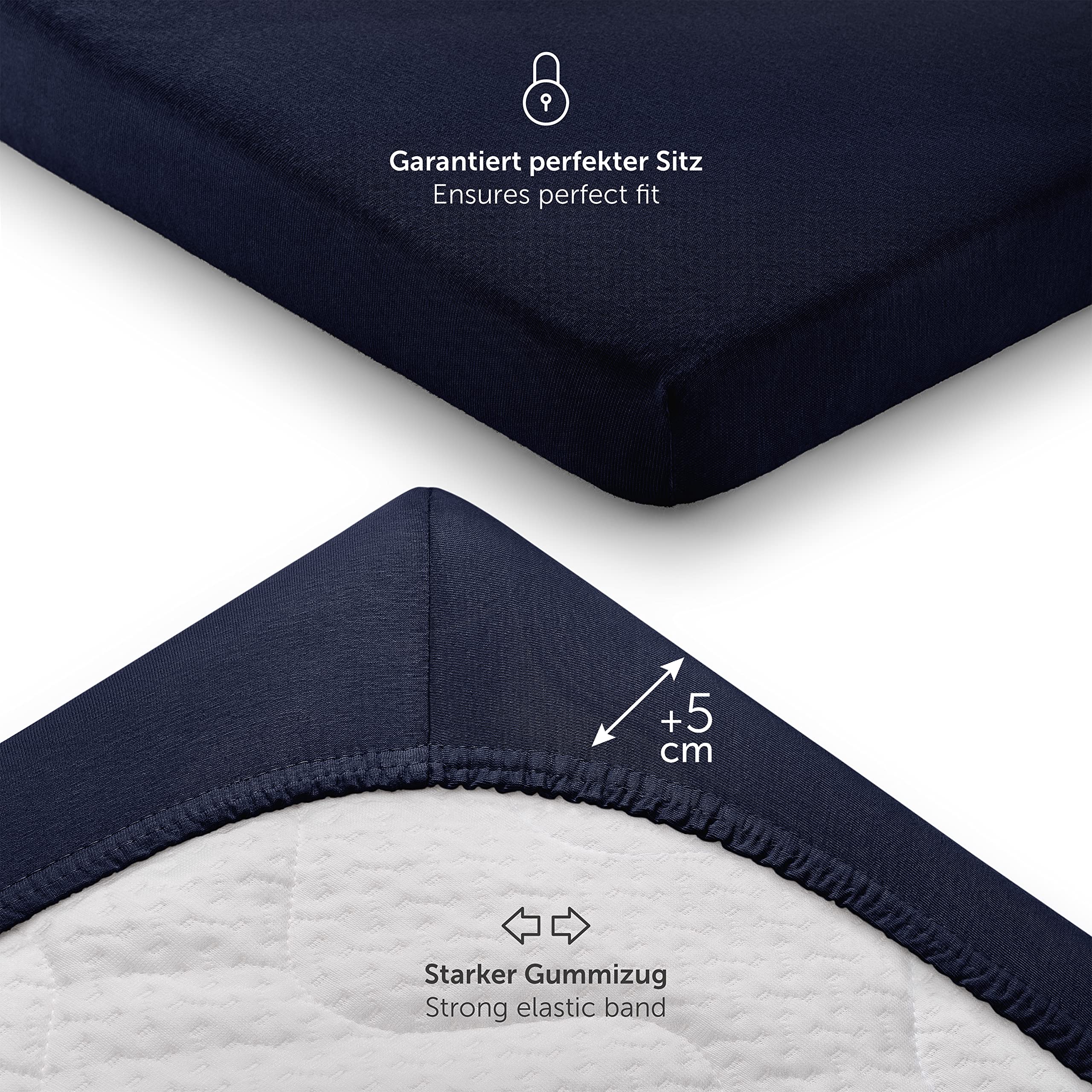 Laleni Lenzuola Culla Neonato - Lenzuola Lettino - Lenzuola Carrozzina Neonato - Coprimaterasso Culla con Angoli Elastici - Coprimaterasso Lettino 100% Cotone 135gsm - Blu Oceano - Culla 40x90cm