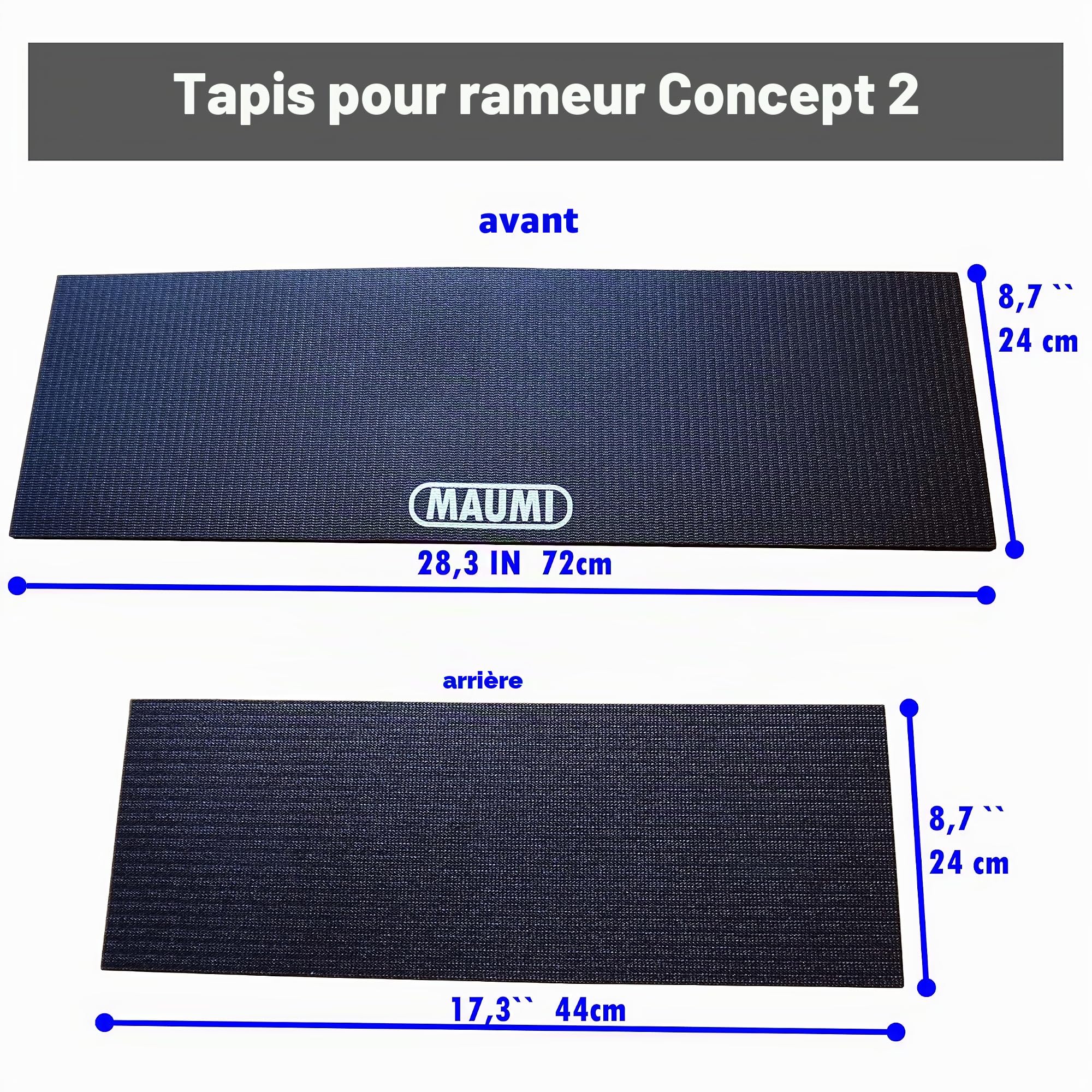 MAUMI Concept2 Tapis de protection de sol en caoutchouc pour rameur Concept 2 WaterRower Rower Eau Ergomètre Rower │Concept2 Tapis antidérapant Tapis de protection