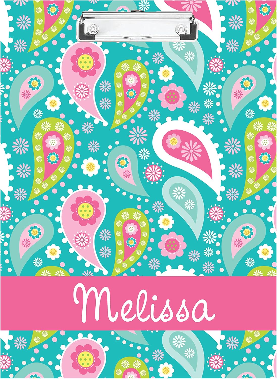 Bright Paisley Monogrammed Double Sided Hardboard Clipboard