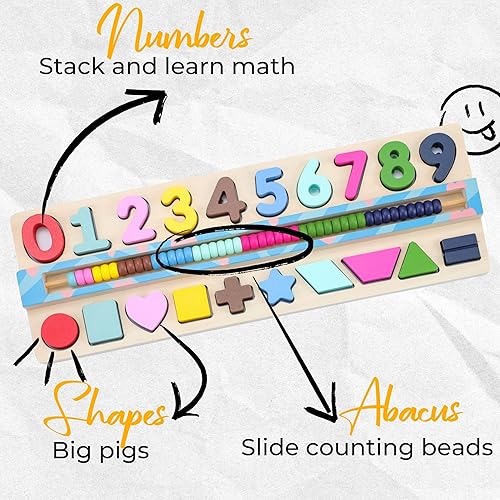 Miniatura 3 de BEKILOLE Juguetes de aprendizaje para niños pequeños de 1 año, juguetes Montessori para niños pequeños, rompecabezas de números, clasificador,