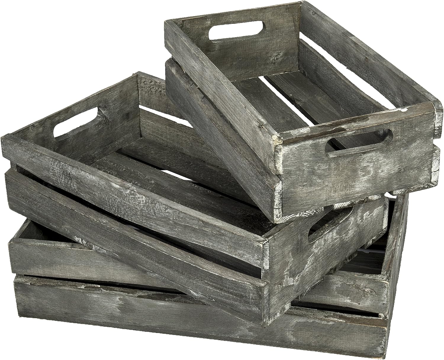 Shelf Baskets MyGift Nesting Wood Storage Crates Set of 3 Brown