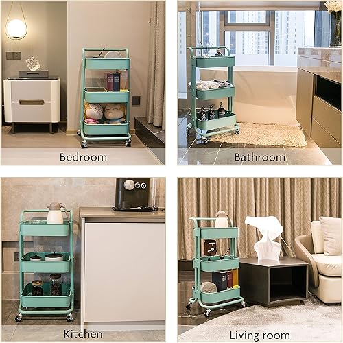 Miniatura 6 de elabo - Carrito de 3 niveles con ruedas para cocina, baño, oficina, cafetera