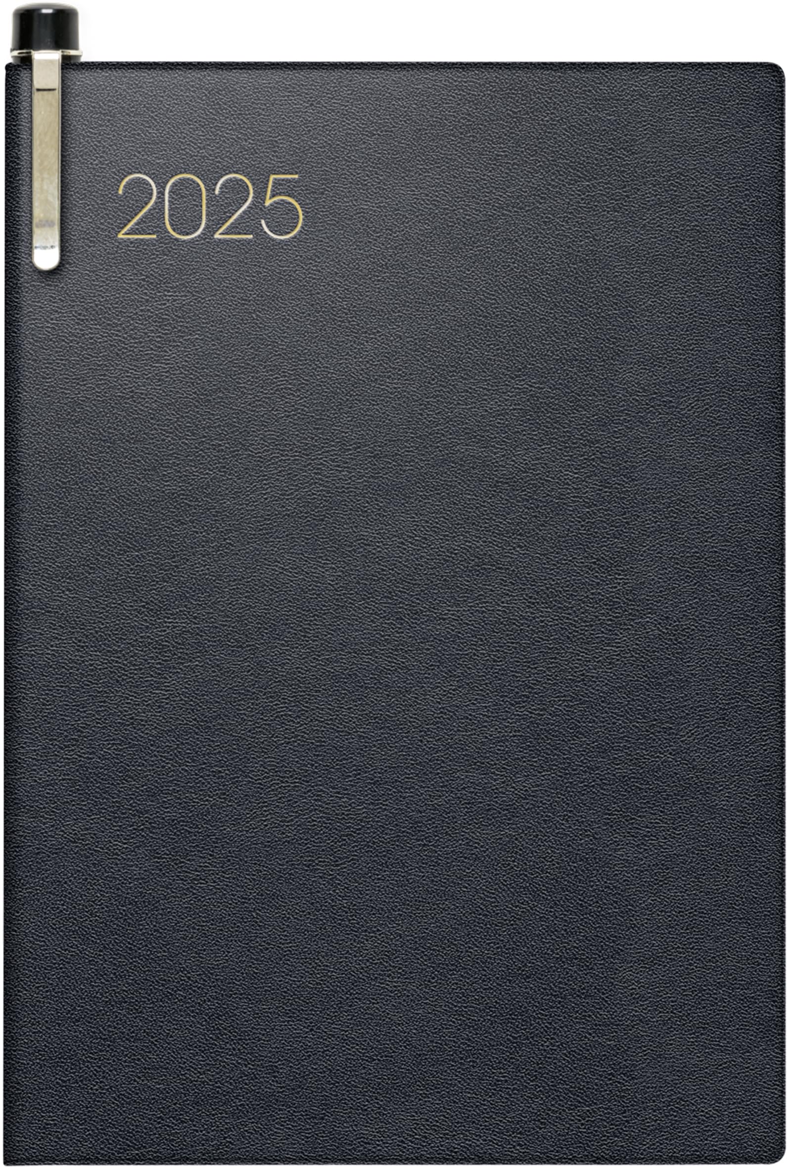 BRUNNEN Pocket Diary Model 713 (2025), 2 Pages = 1 Week, A7, 160 Pages, Leather Cover, Black