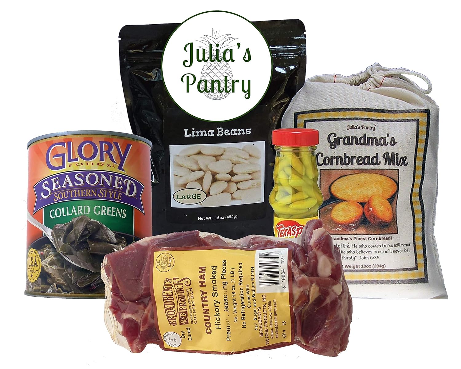 Julia's Pantry Meal Kit Soul Food Basics Ham pieces, Collards, Butterbeans