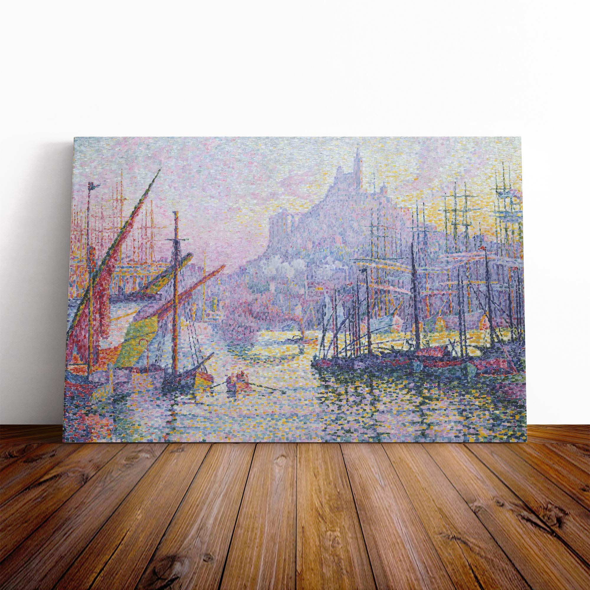 Paul Signac View pf The Port Marseilles Canvas Print | Gallery Wrapped 30mm Frame Wall Art | 30x20 inches | Ready to Hang | Modern Picture | Living Room Bedroom Lounge Office