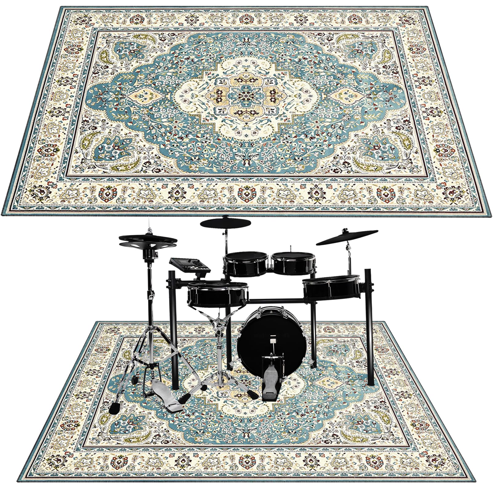 Tappeto per Batteria Tappeto a Tamburo Professionale Tappetino per Batteria Elettronica Strumenti Musicali Coperta Antiscivolo Tappetino Insonorizzato Tappeto Drum Accessori per Batteria 230 x 180 cm