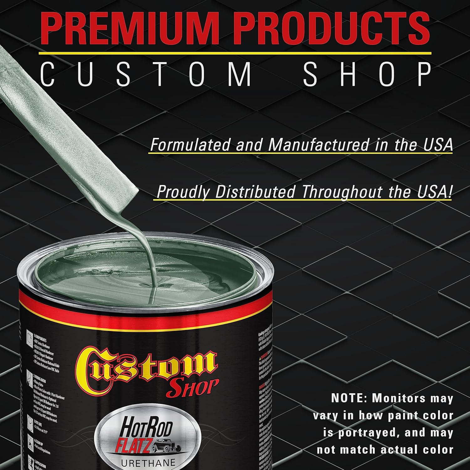 Custom Shop - Slate Green Metallic - Hot Rod Flatz Flat Matte Satin Urethane Auto Paint - Complete Gallon Paint Kit - Professional Low Sheen Automotive, Car Truck Coating, 4:1 Mix Ratio