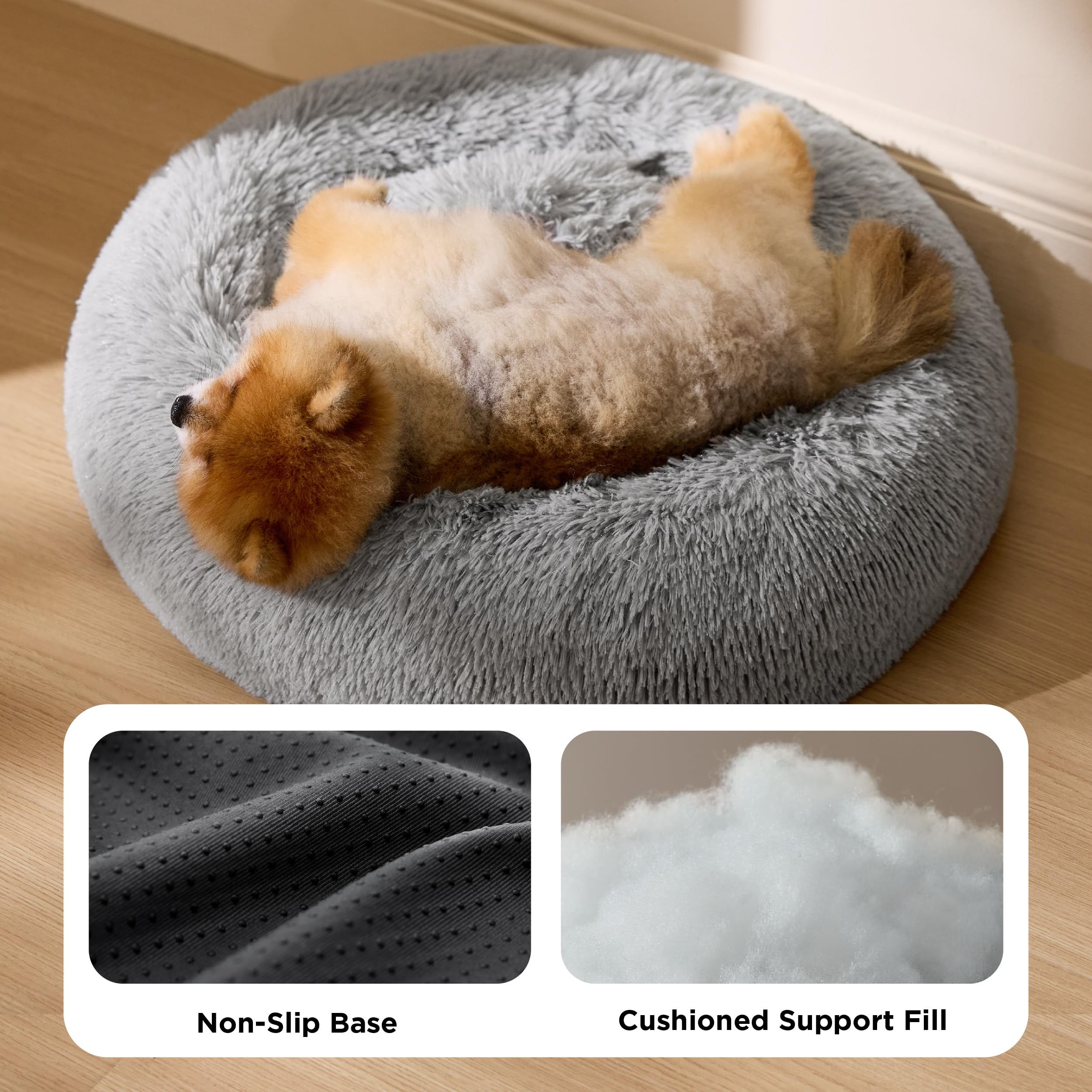 Letto A Ciambella Per Cani E Gatti - Morbido, Rotondo, Con Bordo Rialzato, Lavabile, Antiscivolo (Taglia M 50x50 Cm Letto A Ciambella Per Cani E Gatti - Morbido, Rotondo, Con Bordo Rialzato, Lavabile, Antiscivolo (Taglia M 50x50 Cm