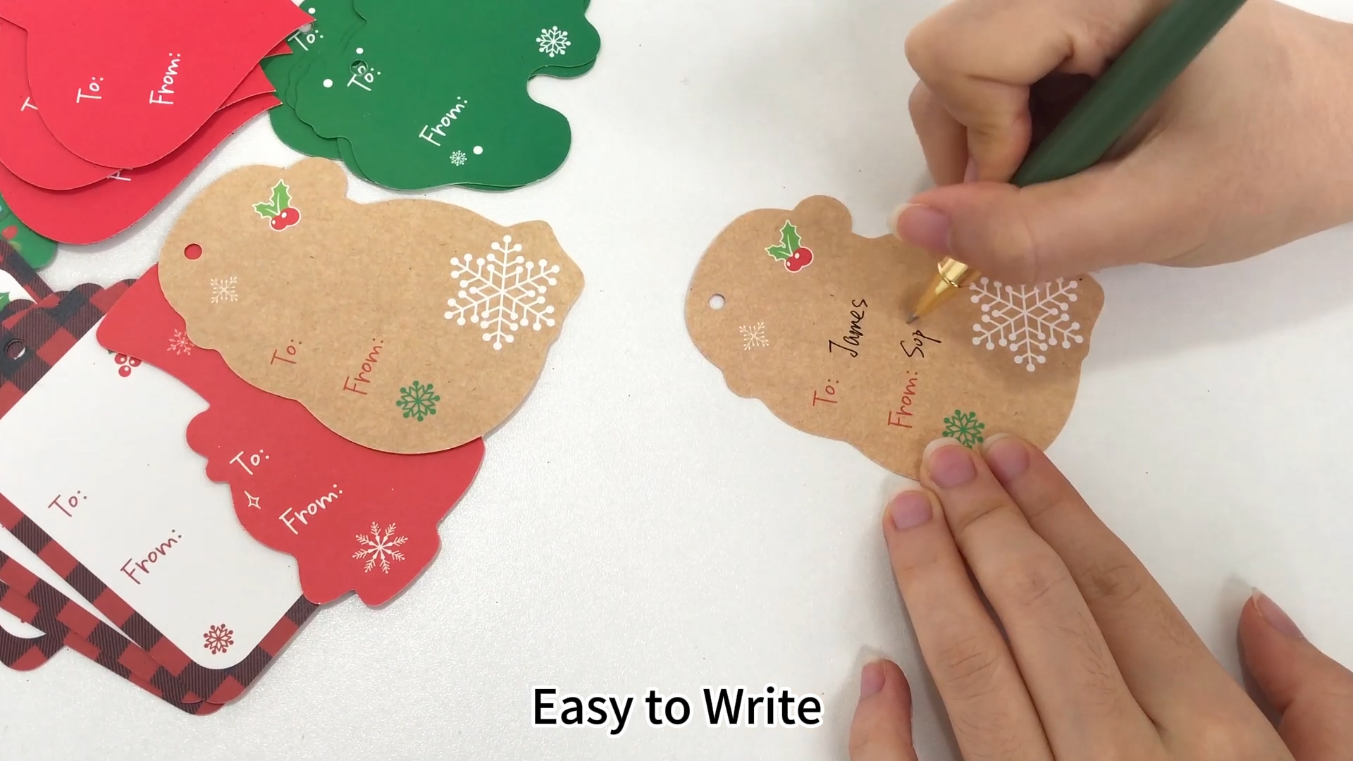 100 Christmas Gift Tags With String - 2.8x0.8 Inch Mini Tags & Stickers Set