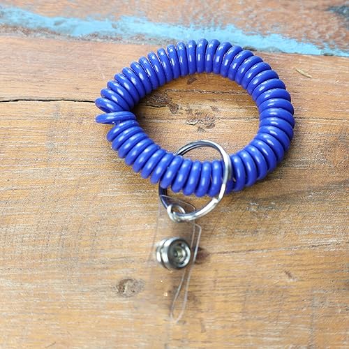 Miniatura 5 de Specailist ID - Soporte para insignia de bobina de muñeca, elástico en espiral de alta calidad, llaveros y llavero, Azul Real