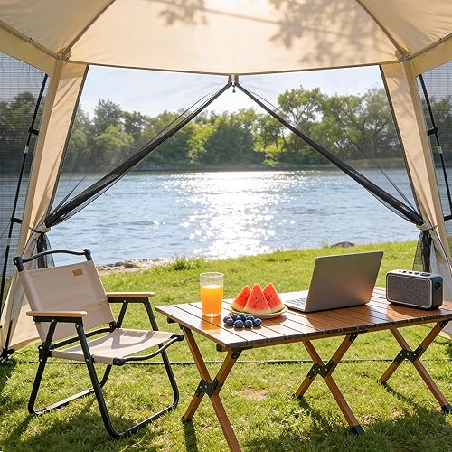 Miniatura 5 de Tienda de campaña con pantalla de 12 x 12 pies, toldo portátil con pantalla para 8 a 10 personas y refugio solar instantáneo resistente a los rayos