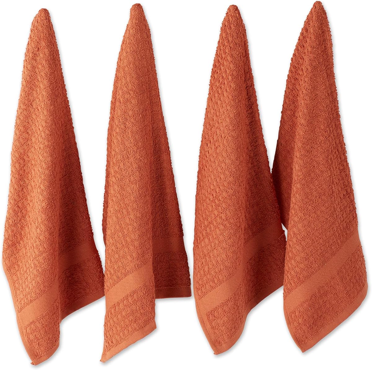 DII Basic Terry Collection Waffle Dishtowel Set, 15x26, Solid Spice, 4 Piece
