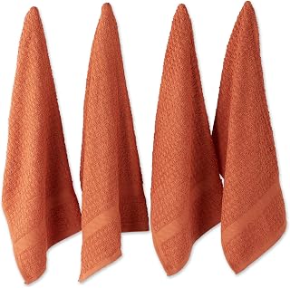 DII Basic Terry Collection Waffle Dishtowel Set, 15x26, Solid Spice, 4 Piece