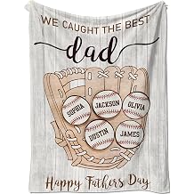 Yofair Ships Next Day, Custom Baseball Blankets with Names Fathers Day Birthday Gifts Customized Flannel Blanket Personalized Dad Gifts from Daughter Son